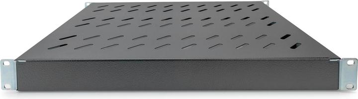 Produktbild Digitus 1HE Fachboden fuer 48,3cm 19Zoll Netzwerkschrank RAL9005 schwarz fuer 600mm tiefe Schraen...