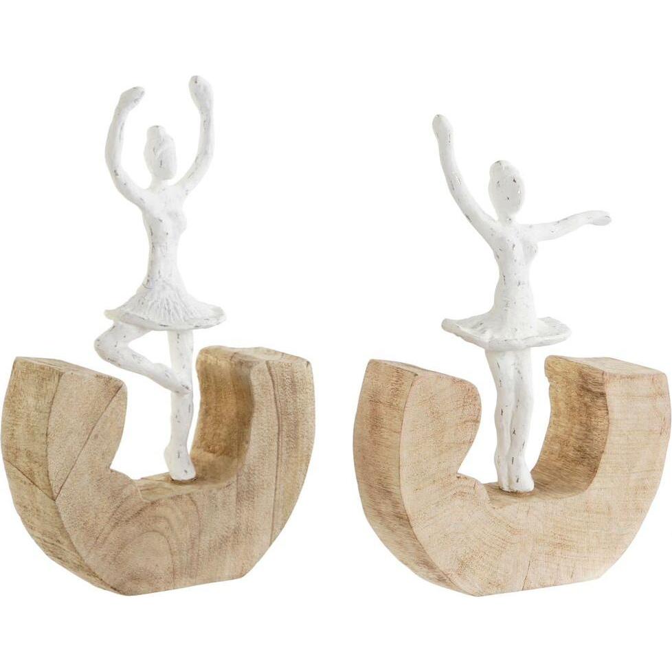 DKD Home Decor, Statuette e sculture decorative, Decorative Figure White Brown Ballet Dancer 17 x 6 x 24 cm (2 Units)