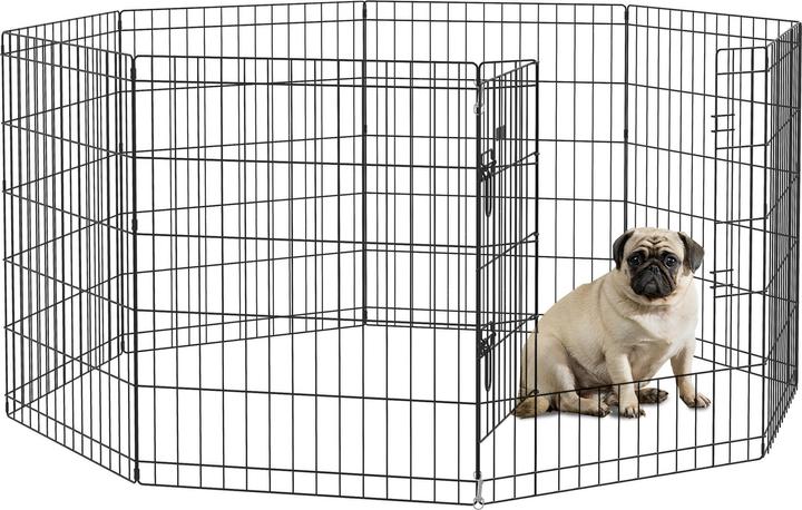 PawHut Welpenauslauf Metall Schwarz