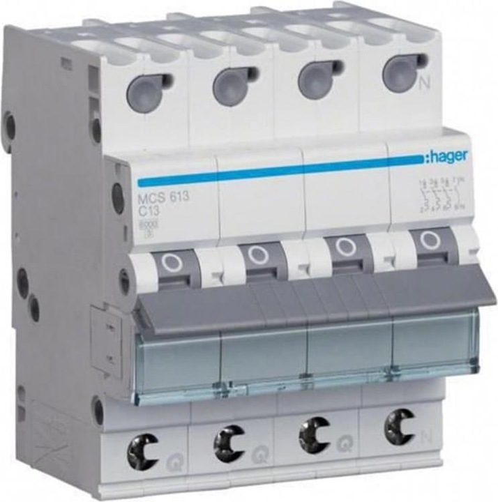 Image du produit Hager Interrupteur LS 3P+N 6kA C-13A QC 4M
