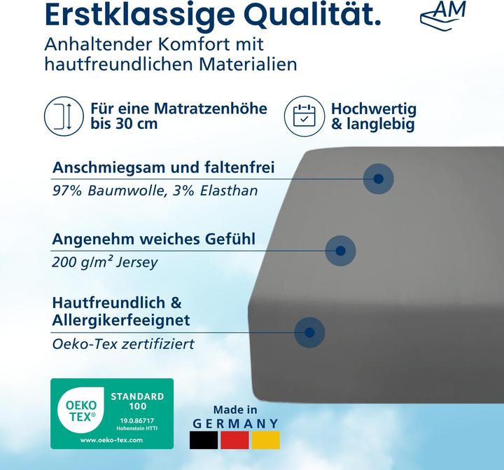 Actual product image AM Qualitätsmatratzen Premium Spannbettlaken für Matratze, Baumwolle (200gsm) (100 x 200 cm)