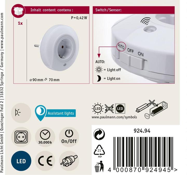 Produktbild Paulmann Nachtlicht Esby