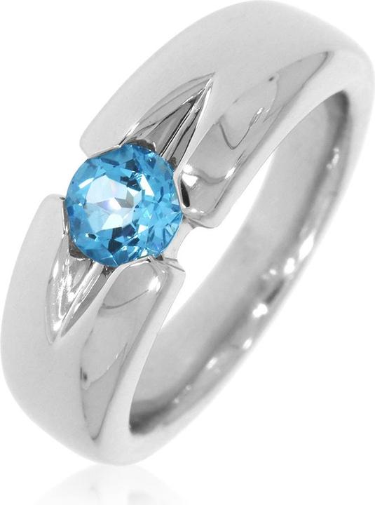 Immagine prodotto Xen Anello con topazio blu da 5 mm, circa 0,54 carati, placcato in rodio (56, 925 Argento)