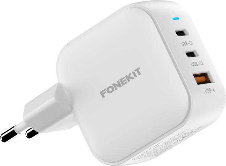 Image du produit FoneKit PD 70W Wall Charger, USB-C + USB-C + USB-A, white (70 W, 3 ports)