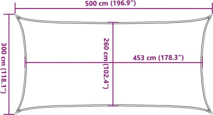 Produktbild vidaXL Sonnensegel farbe 100% Polyester Oxford (500 x 300 cm)
