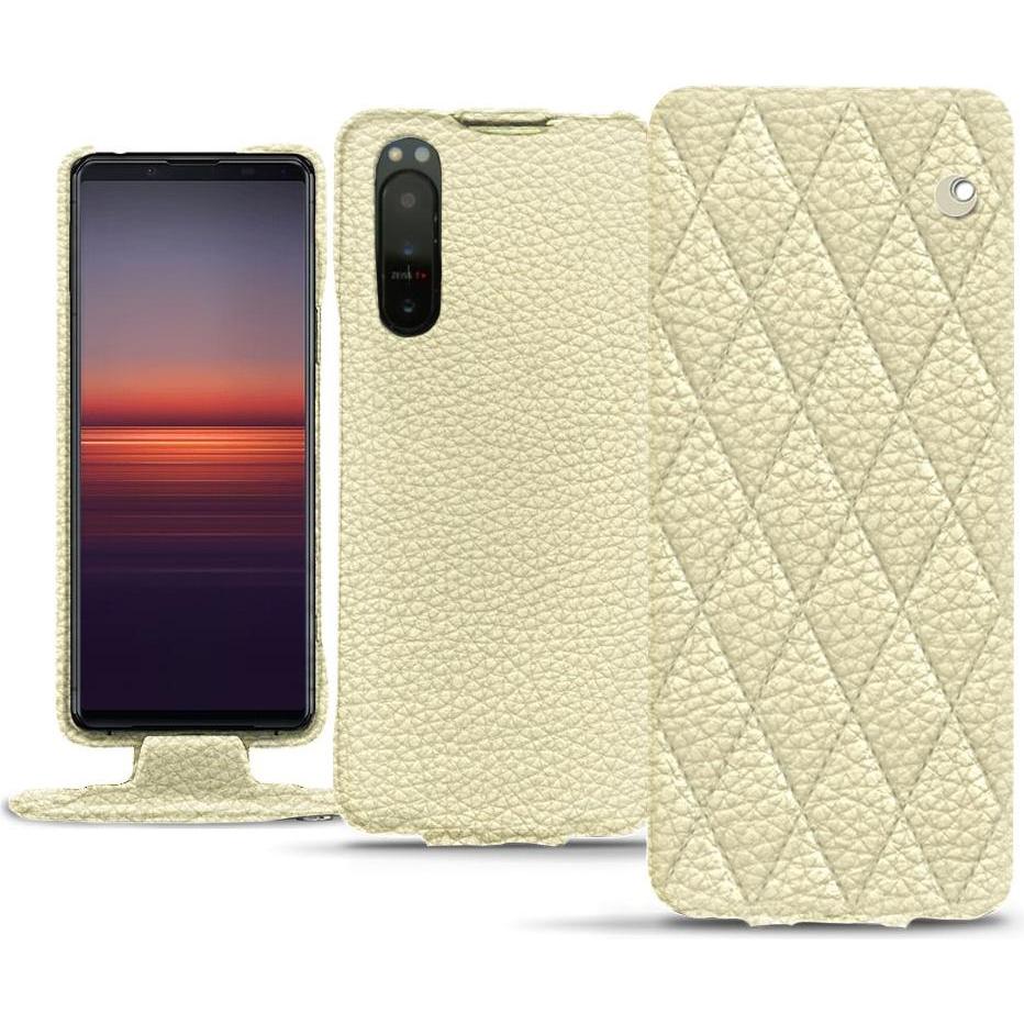 Noreve Lederschutzhülle vertikal (Sony Xperia 5 II), Smartphone Hülle, Beige