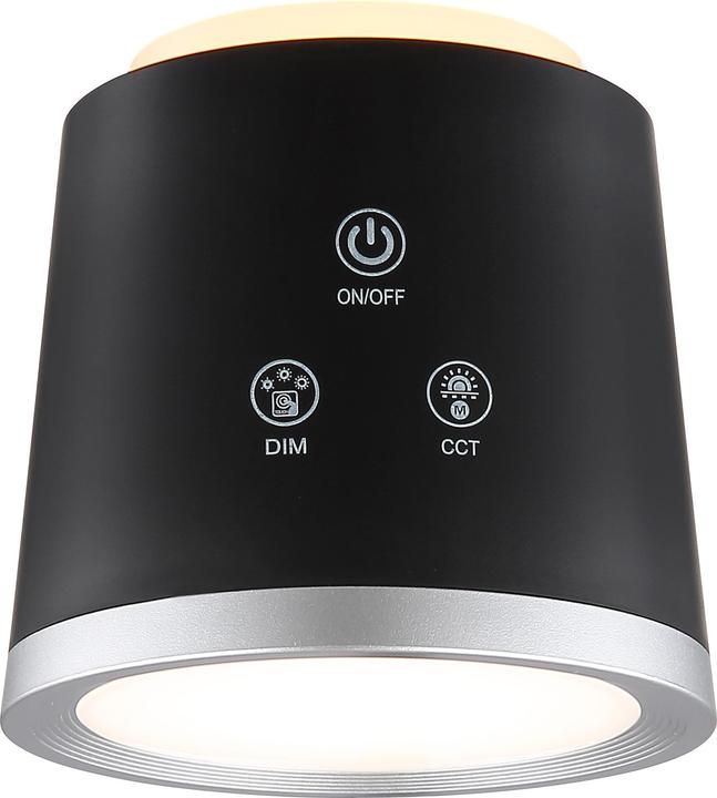 Productafbeelding Globo Meeya LED tafellamp 6W CCT zwart mat, kunststof nachtlampje Ø8.6cm 58454B (450 lm)