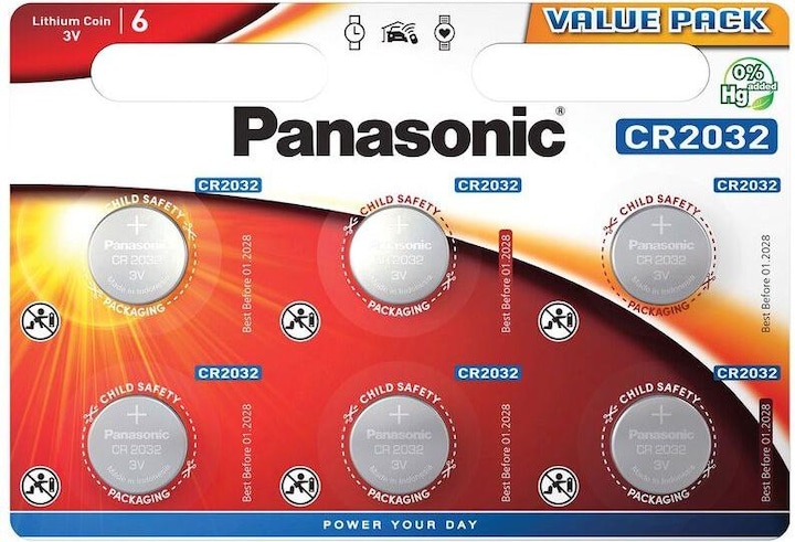 Immagine prodotto Panasonic Potenza al litio CR2032 (6 pz., CR2032, 220 mAh)