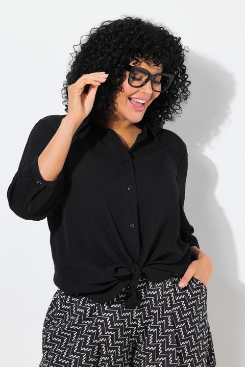 Produktbild Ulla Popken Hemdbluse, Leinenoptik, A-Linie, Hemdkragen, 3/4-Arm (50, 52)