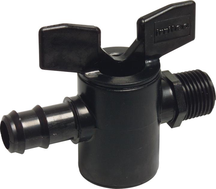 Image du produit Bevo Absperrhahn PP 12 mm x 1/2" Tülle x Aussengewinde 6bar Schwarz/Rot