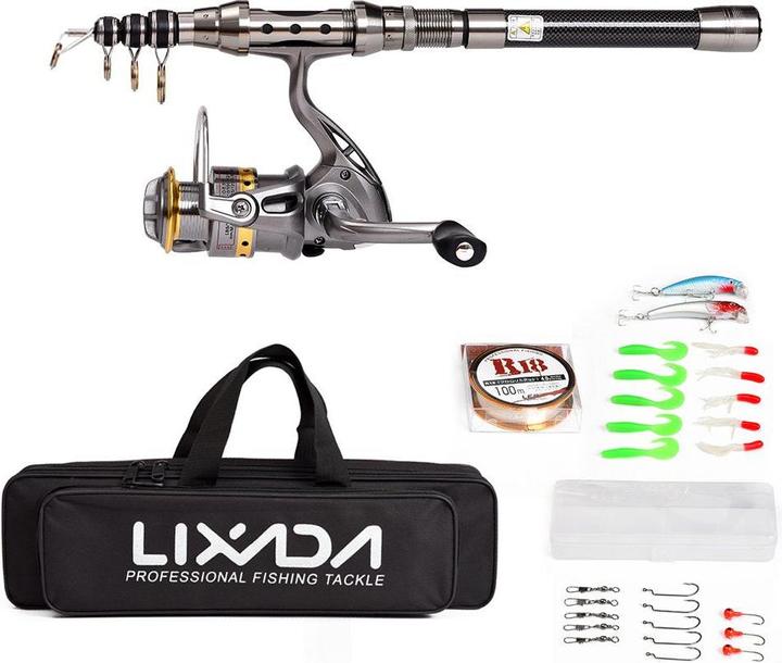 Lixada Teleskop Angelrute und Spule Combo Kit, 150