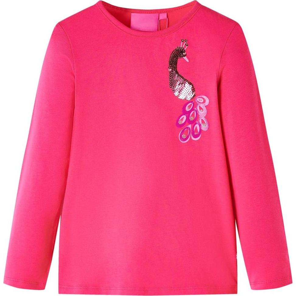 VidaXL, Unisex, Shirt, Kinder-Langarmshirt Knallrosa 104,Material: 95 % Baumwolle, Rosa, (104)