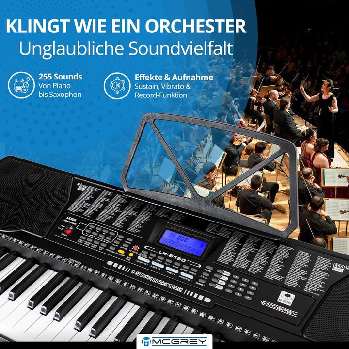 Actual product image Funkey LK-6150 Keyboard Set mit Leuchttasten und Z-Ständer (61 Keys)