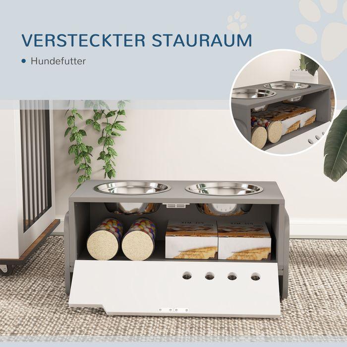 Image du produit Swisshandel24 Fütterungsstation für Hunde, höhenverstellbar, mit Stauraum, Grau (2 l)