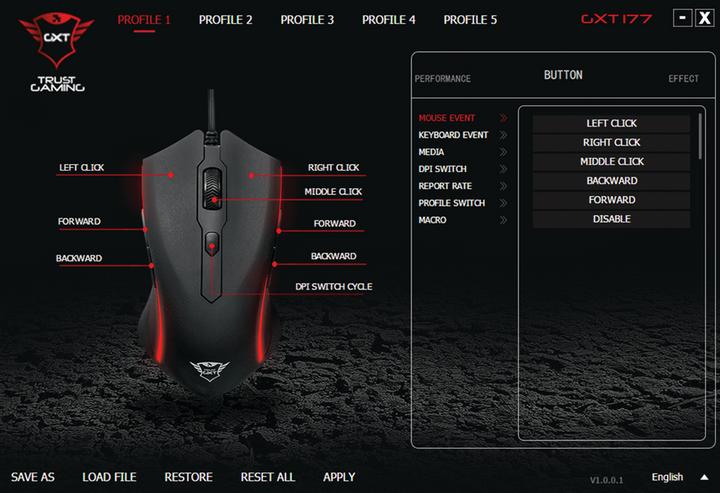 Actual product image Trust GXT 177 Gaming Mouse (Cable)