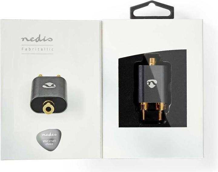 Immagine prodotto Nedis Adattatore audio stereo 2X RCA maschio 3,5 mm femmina placcato oro dritto alluminio grigio canna di (Analogico -> Analogico)