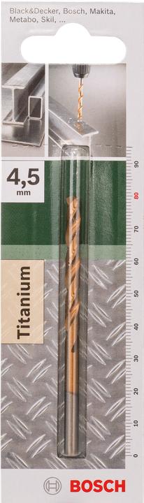 Produktbild Bosch Zubehör Metallbohrer HSS-TiN, DIN 338 D= 4,5 mm L= 80 mm (4.5 mm)