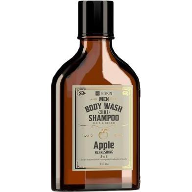Hiskin, Shampoo, Hiskinmen Whisky 3-In-1 Body Wash und Shampoo für Haare und Bart Apfel 330ml (330 ml)