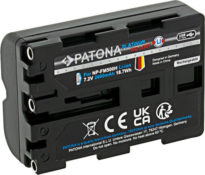 Actual product image Patona Platinum Sony NP-FM500H USB-C (Camera battery)