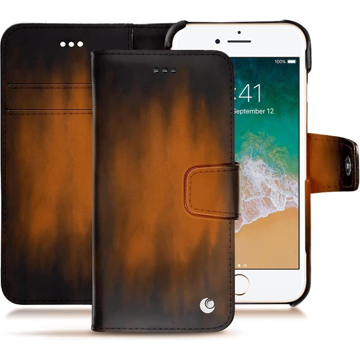 Noreve Lederschutzhülle Wallet (Apple iPhone 7), Smartphone Hülle, Braun