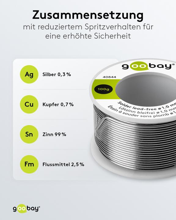 Actual product image Goobay Professional lead-free solder, ø 1.0 mm, 100 g (Solder)