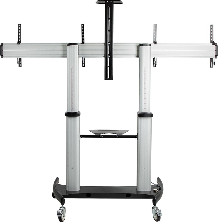 Actual product image StarTech com Dual TV Cart for 37-60in VESA TVs up to 110lb/50kg each - Height Adjustable TV Mount, M (60", 50 kg)