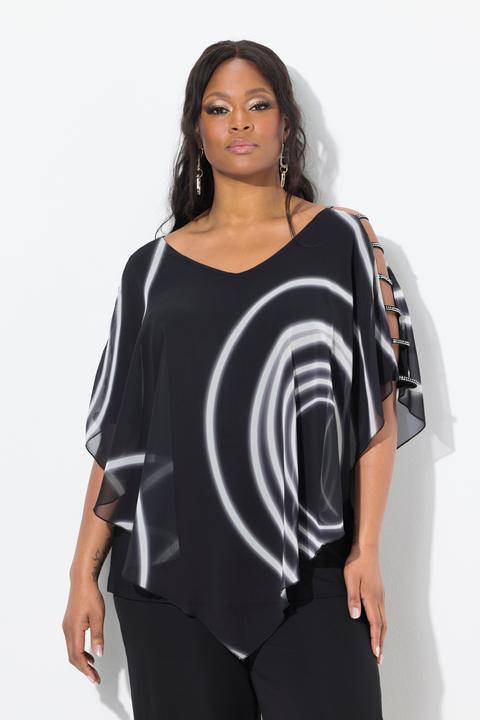 Produktbild Ulla Popken Bluse, doppellagig, Zipfelsaum, V-Ausschnitt, Halbarm (50, 52)