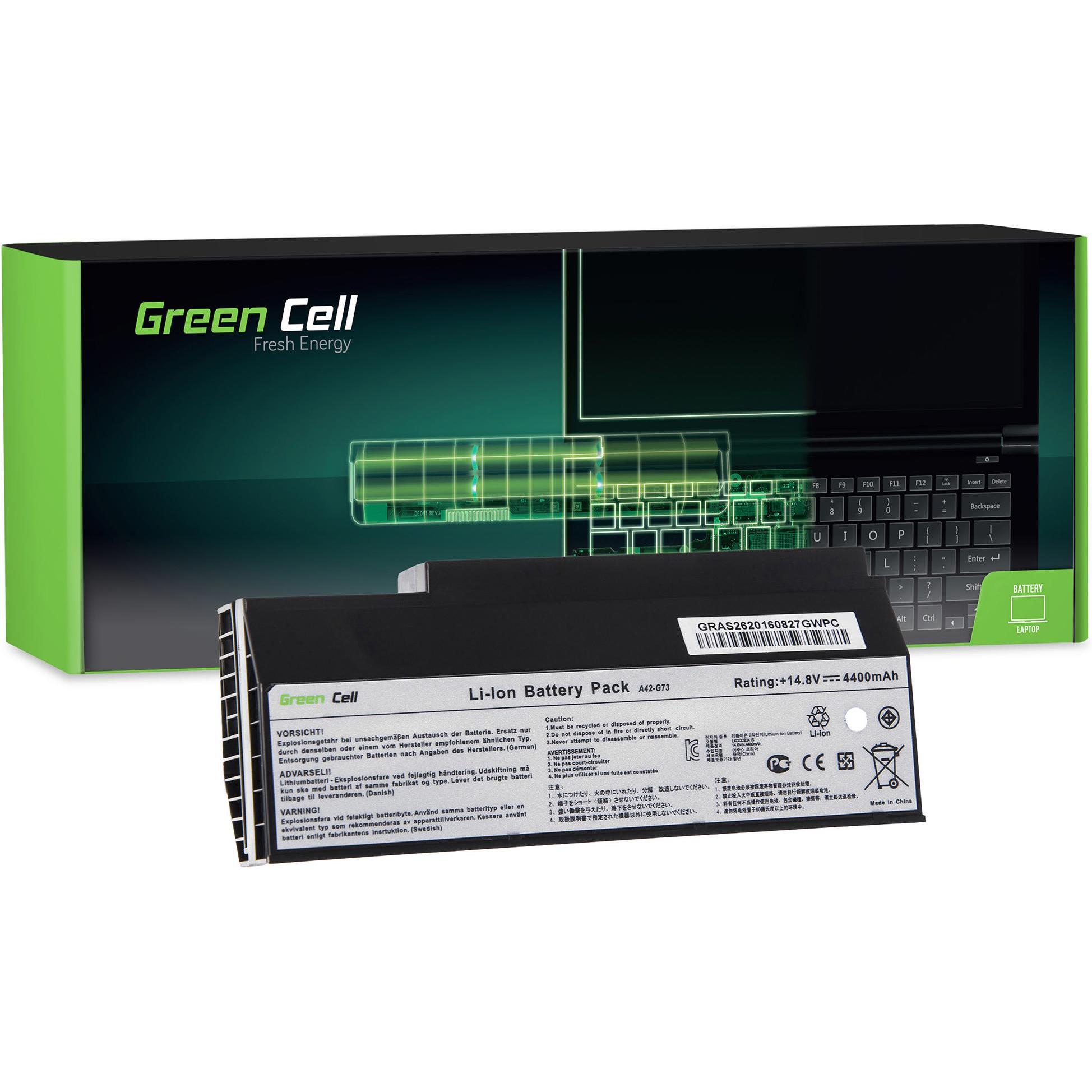 GreenCell Laptop Battery for Asus G53 G73 - 14.4V - 4400mAh (8 Zellen, 4400 mAh), Notebook Akku, Schwarz