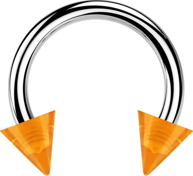 Produktbild Star Piercing Micro Circular Barbell silber mit zwei Cones orange transparent (Kunststoff, ohne Messing, Chirurgenstahl 316L)