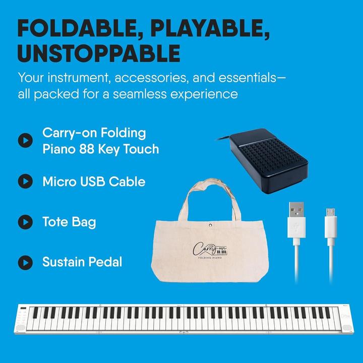 Productafbeelding Blackstar CARRY ON inklapbare piano 88 TOUCH, wit (88 Sleutels)