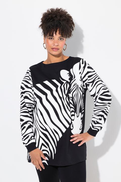 Produktbild Miamoda Sweatshirt, A-Linie, Zebra-Muster, weiter Langarm (54)