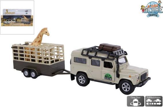 Actual product image Kids Globe Traffic Die cast Land Rover with giraffe pendant