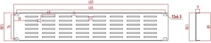 Produktbild Renkforce 48.26 cm (19”³) Blindpanel 2 HE mit Belüftungsschlitzen