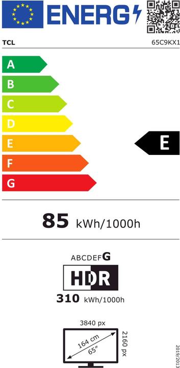 Energie-Label TCL 65C9K (65", LED, QLED, 4K, 2025)
