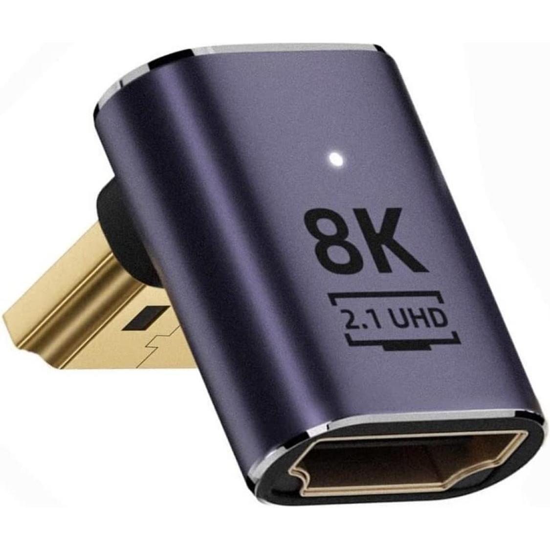 Thumbnail - PowerGuard HDMI auf HDMI 2.1 8K 90-Grad Winkel Down Low Profile Adapter (HDMI), Data + Video Adapter, Grau