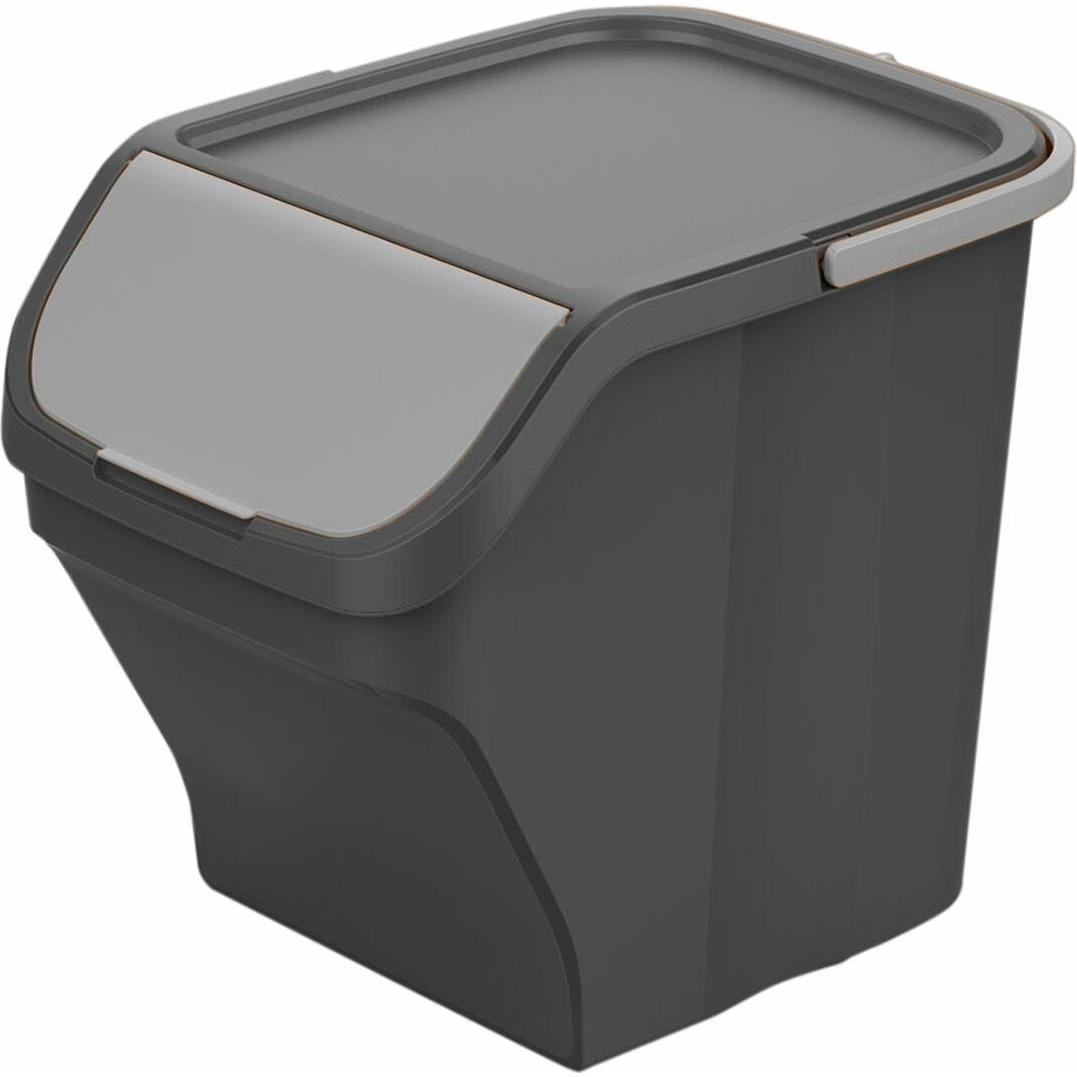 Mondex Stack n sort grey bucket with grey lid 30 x 40 x 34 cm 25 l, Pattumiera, Grigio