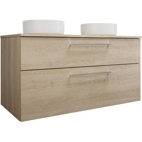 burgbad, Badmöbelset, Eqio Keramik-Aufsatzwaschtische links und rechts, rund, inklusive Waschtischunterschrank, Br