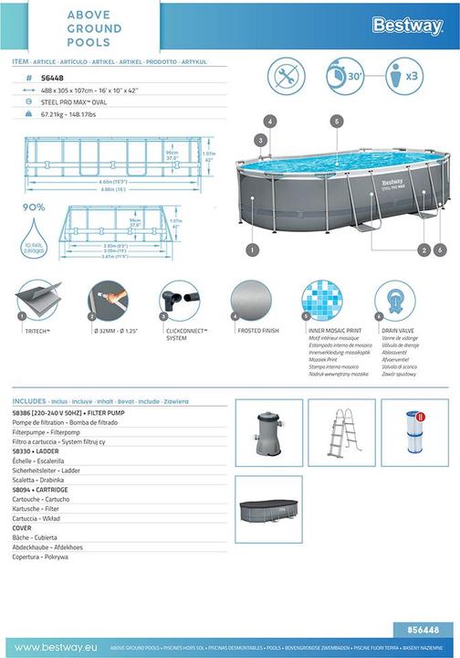 Image du produit Bestway Pool Steel Pro Max 488 x 305 x 107