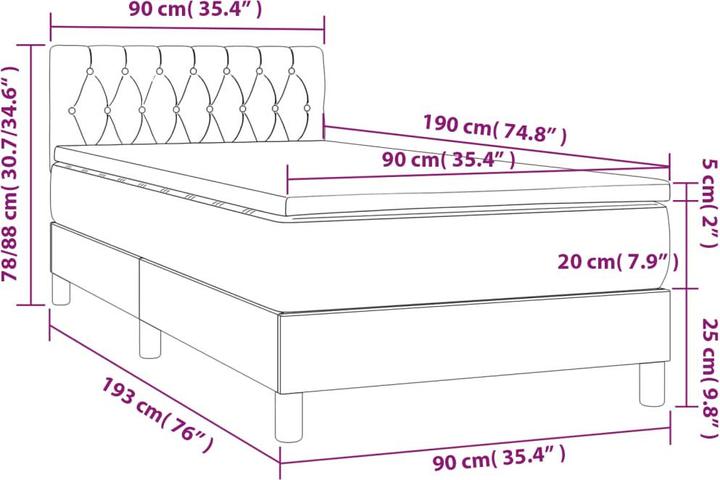 Produktbild vidaXL Boxspringbett (90 x 190 cm)