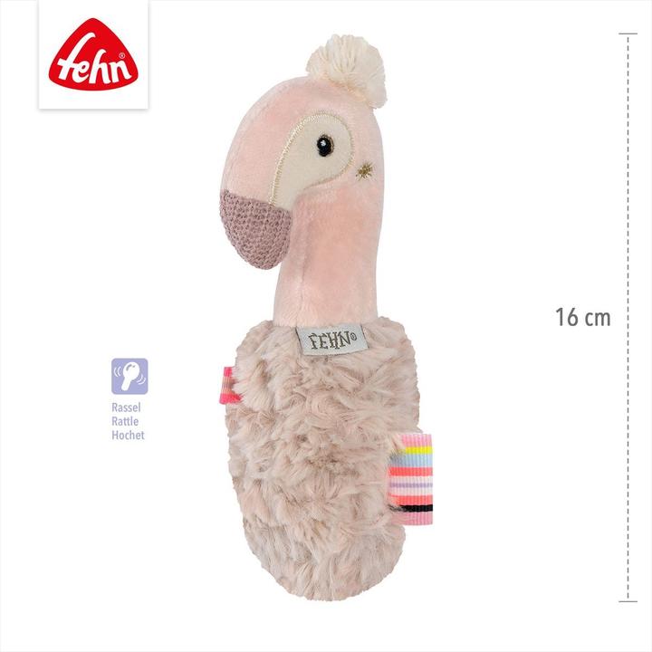 Actual product image Fehn Stabgreifling Flamingo, Material: Polyester, Plüsch, Alter