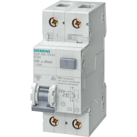 Siemens, Interruttore, RCBO tipo A 30mA, 6kA, 1+N-polo C 8A