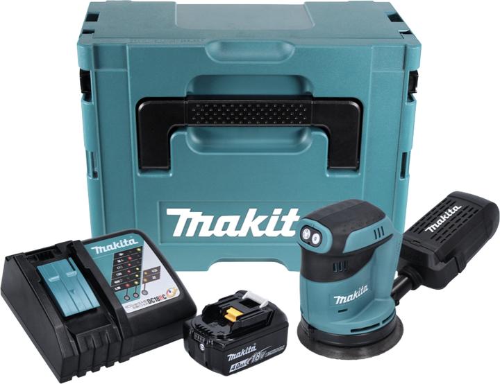 Actual product image Makita DBO 180 RM1J 18 V battery orbital sander + 1x battery 4.0Ah + charger + Makpac (Eccentric grinder)