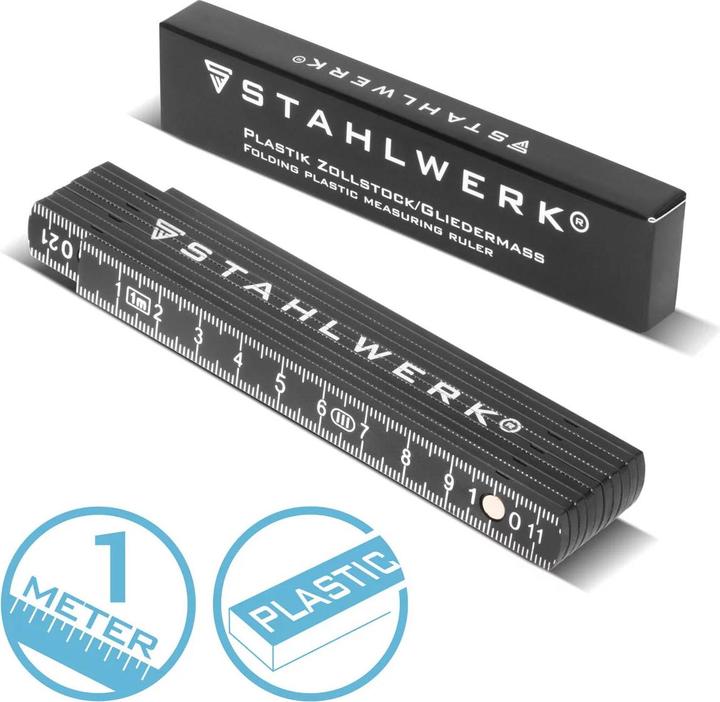 Actual product image Stahlwerk Folding rule 1 meter precise plastic folding rule metric digits