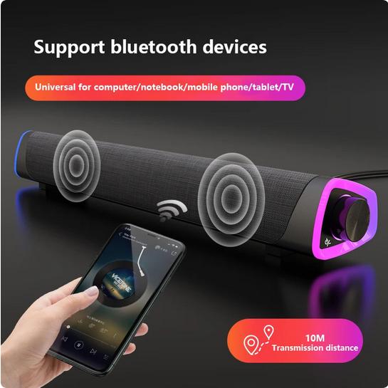Immagine prodotto PhoneLook Barra Bluetooth V8 elegante e minimalista con illuminazione d'ambiente LED + USB + AUX (Porta USB)