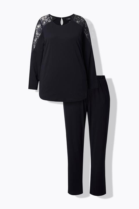 Produktbild Ulla Popken Pyjama, Spitze, Rundhals, Langarm, Modalmix (62)