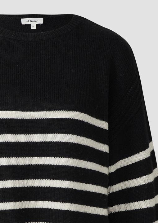 Produktbild s.Oliver Strickpullover Gestreifter Strickpullover aus Wollmix mit Ripp-Details (36)