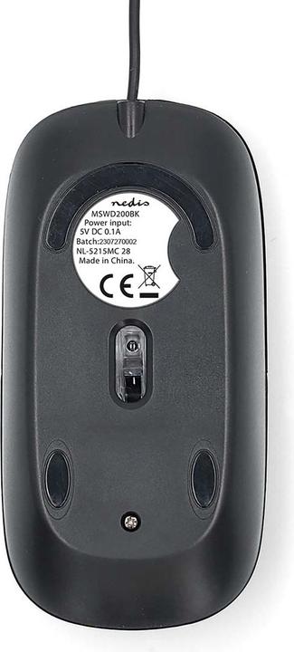 Actual product image Nedis Wired mouse | DPI: 1000 dpi | Number of buttons: 3 | Ambidextrous | 1.20 m | Silent mouse (Cable)