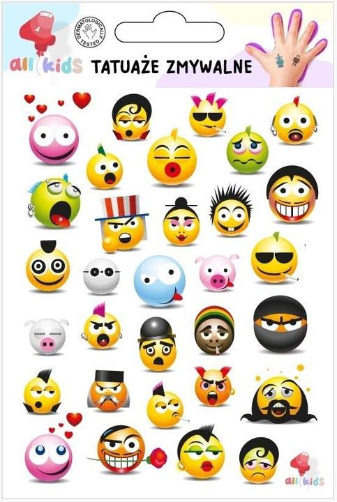 Buki Tatouages lavables pour les enfants. Émoticônes de smiley