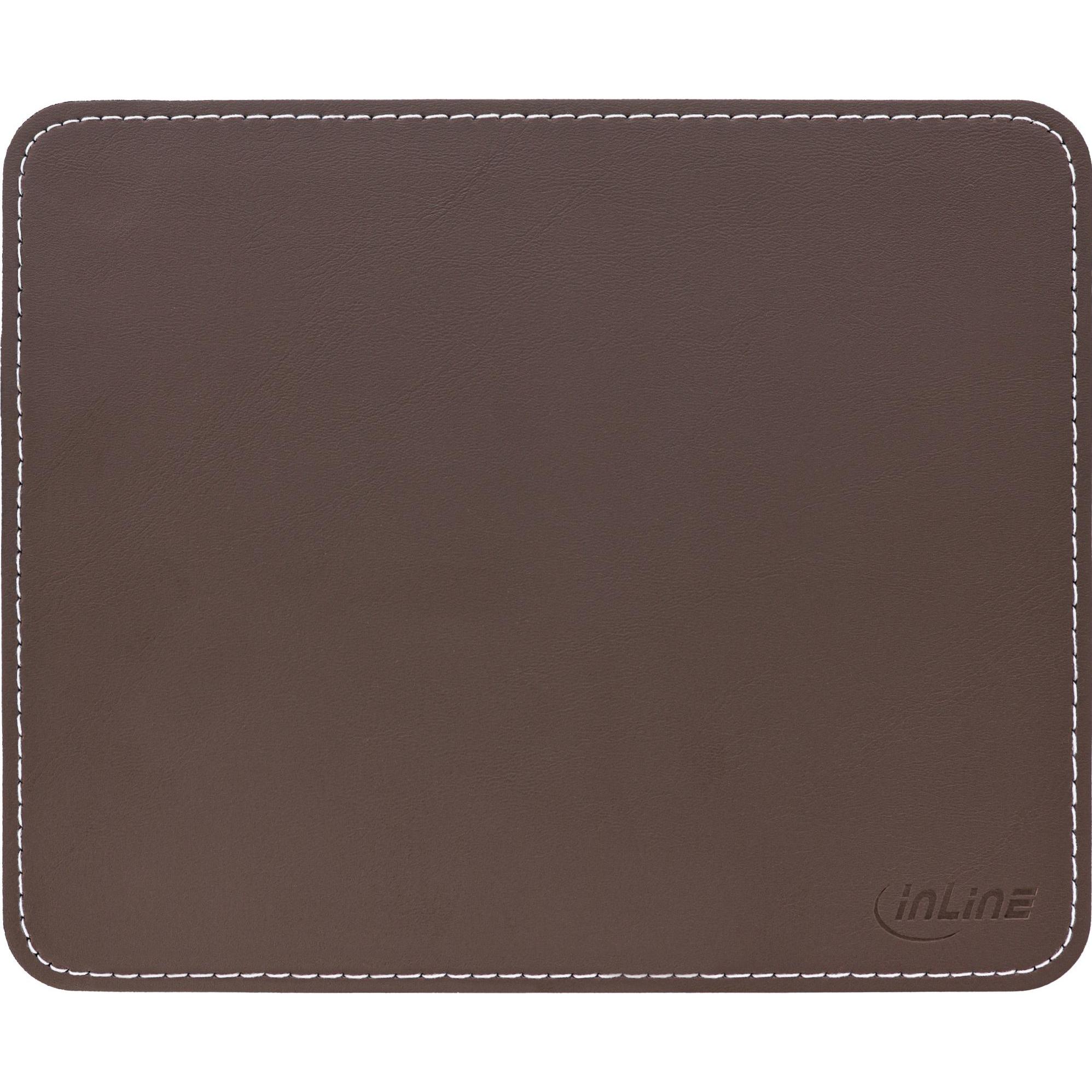 InLine Maus-Pad Premium Kunstleder braun, 255x220x3mm, Mausmatte, Braun