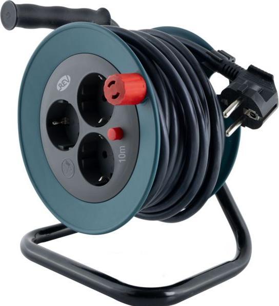 Actual product image REV Kabeltrommel Mini 3-fach 10m petrol/schwarz 0010042100 (10 m, 1.50 mm²)